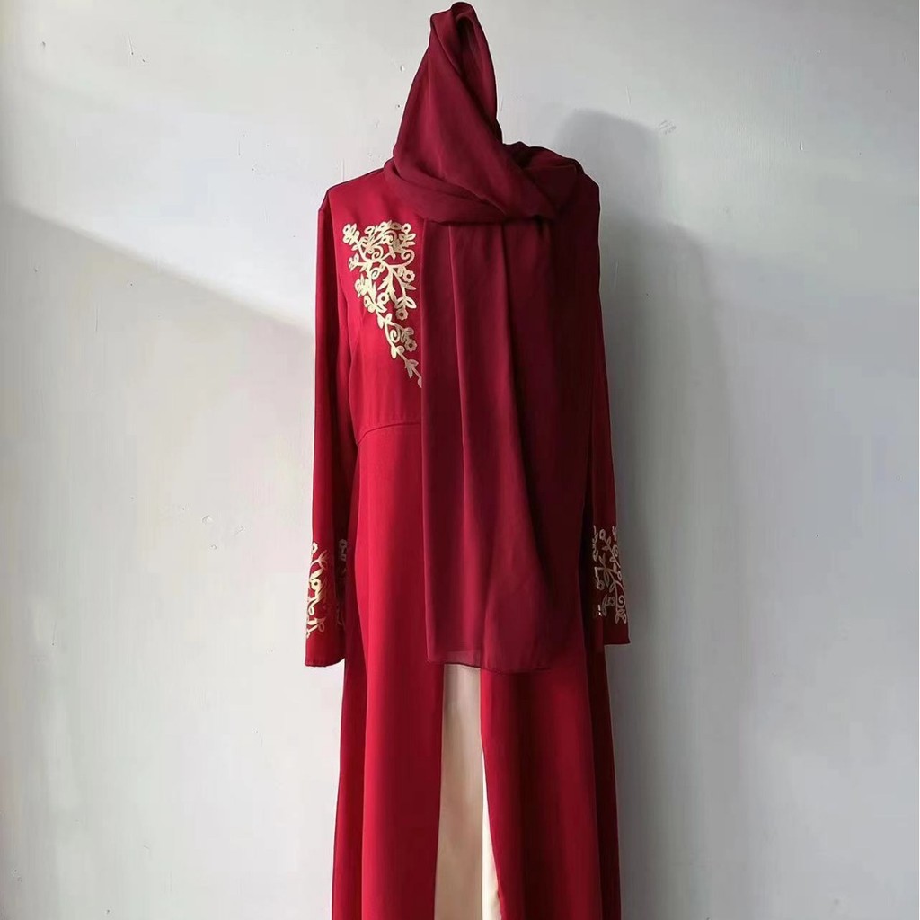 Dubai Islamic Clothes Kaftan Arabic Robe Print Muslim Dress Long Sleeve Abayas for Women Raya Mubarak Elegant Gown