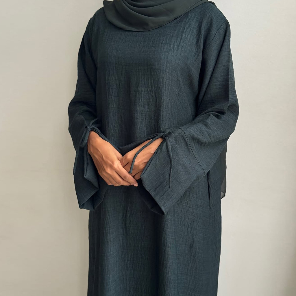 New Luxury Saudi Women Abayas Malay Women Solid Long Sleeve O Neck Ramadan Women's Clothing