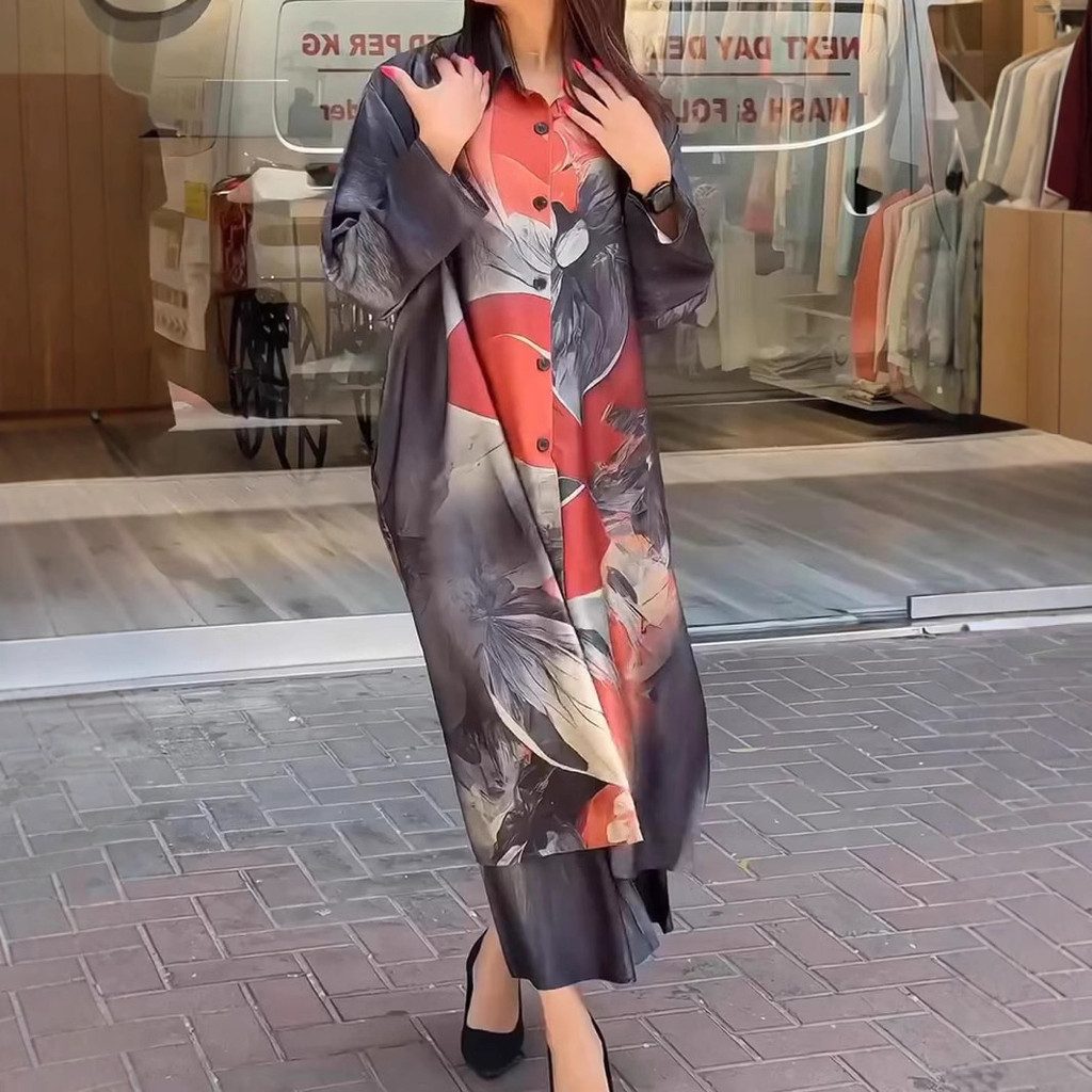 Muslim Women Fashion New 2 Piece Set Spring Single  Laple Shirt & Pants Outfits Autumn Long Sleeve Loose Women Suit