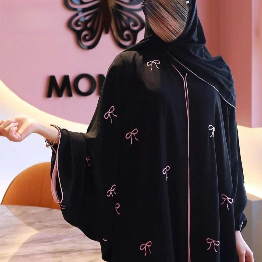 Raya Muslim Women Luxury Party Dresses Bow Embroidery Ramadan Dubai Open Abayas Kaftan Islam Cardigan Robe Jubah