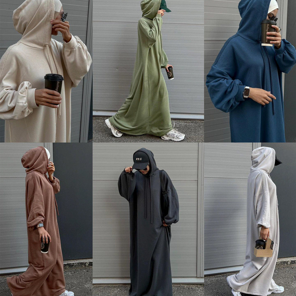 Muslim Women Hoodie Dress Saudi Arabic Long Robe Abaya Dubai Kaftan Raya Ramadan Hooded Dresses Abayas and Jubah