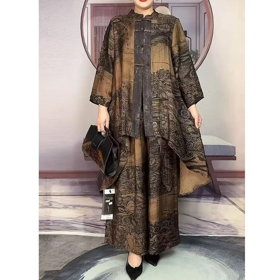 2 piece set ethnic style mother suit spring and autumn loose irregular retro temperament national style