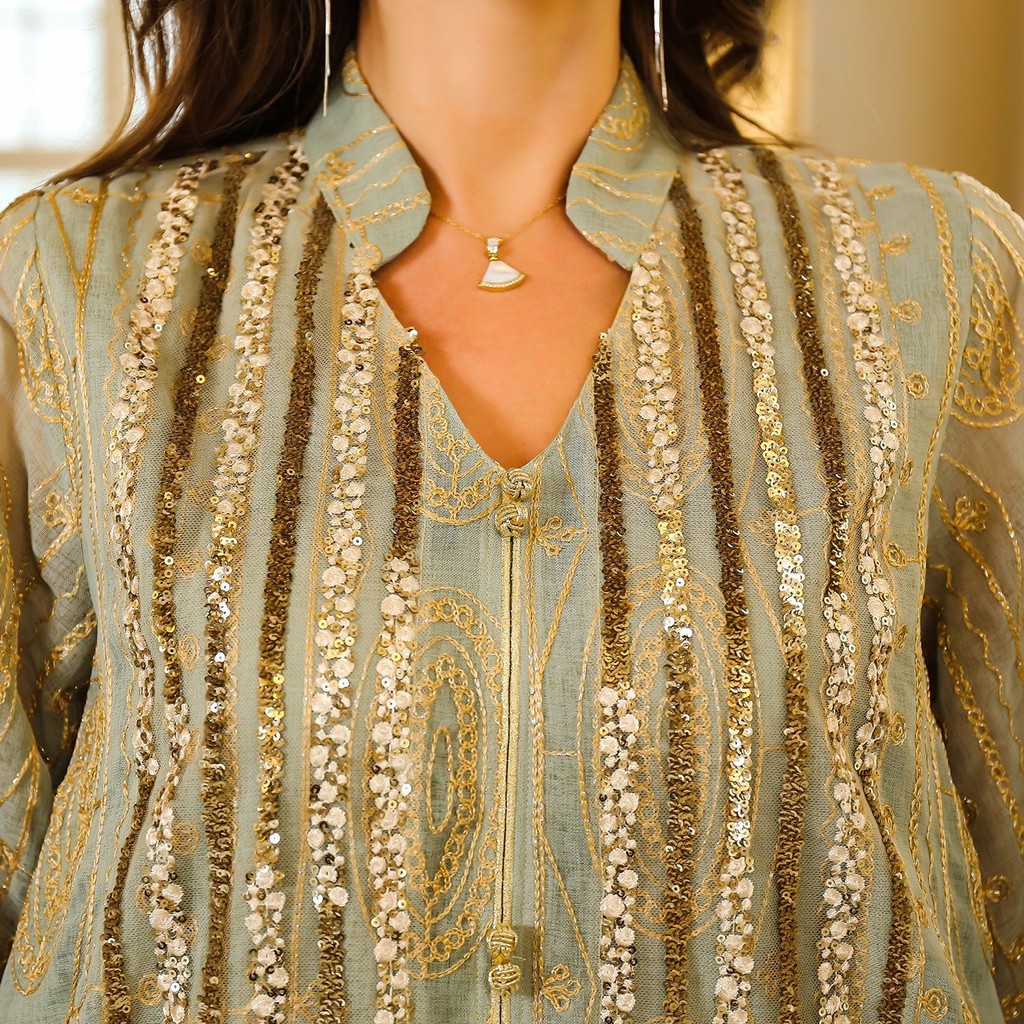 Fashion Sequin Gold Stamping Abaya V-Neck Long Sleeve Loose Dress Malay Islamic Arab Elegant Casual Clothin