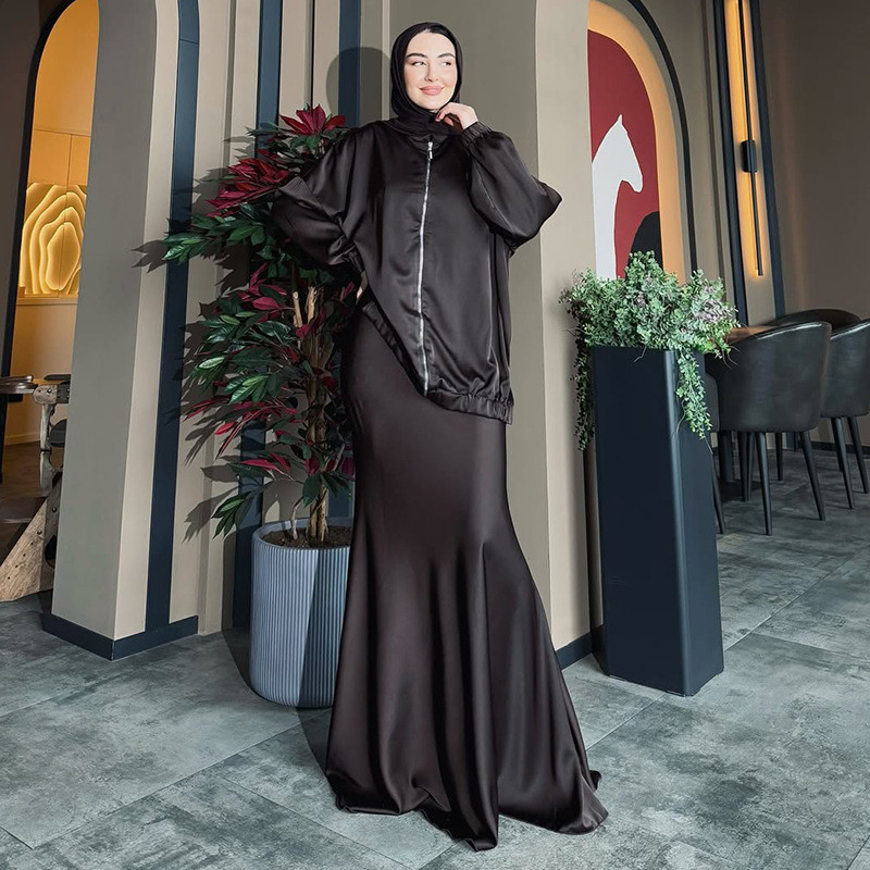 new women's clothing loose casual zipper long-sleeved jacket long skirt suit