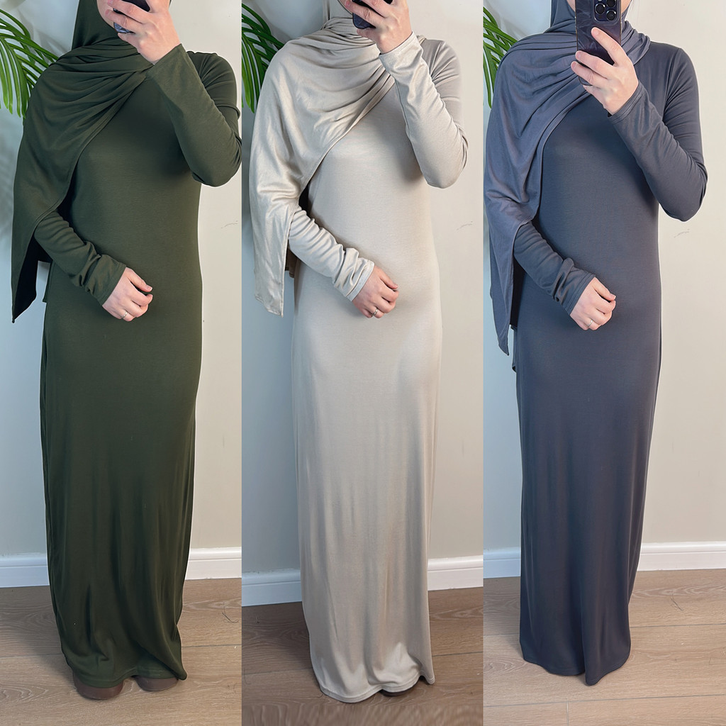 Ramadan Eid Plain Modest Abaya Dubai Muslim Islam Arabic Kaftan Modal Dress Abayas For Women Kebaya Caftan Robe