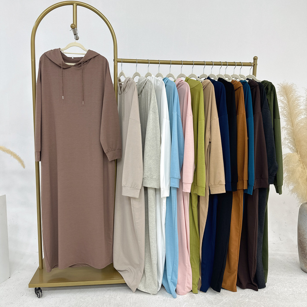 Muslim Women Hoodie Dress Saudi Arabic Long Robe Abaya Dubai Kaftan Raya Ramadan Hooded Dresses Abayas and Jubah