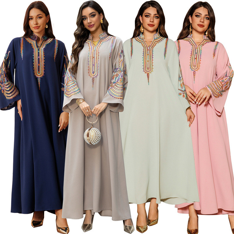 Abaya Women Party Dress Embroidery Muslim Modest Raya Dresses Long Robe Ramadan Dubai Kaftan Abayas