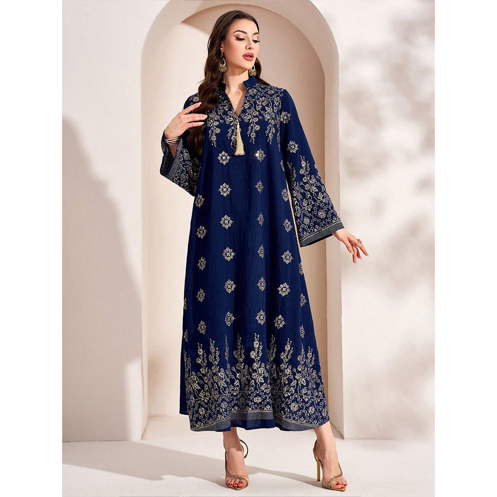 New Embroidery Muslim Dress Women Dubai Abaya Kaftan Raya Islamic Clothing Arabic Robe Caftan Muslimah