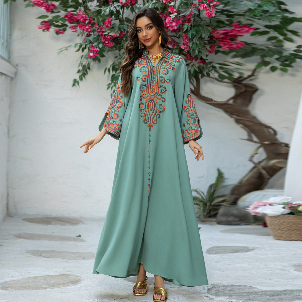 Ramadan Muslim Women's Embroidered Loose abaya Raya For Women Dubai Elegant Casual