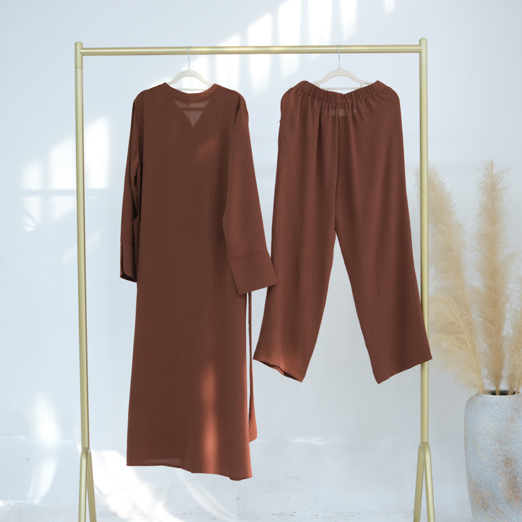 Ramadan Plain 2 Piece Abaya Set Tops Pants Modest Muslim Sets Abayas Prayer Clothes For Women Caftan Jubah Kaftan