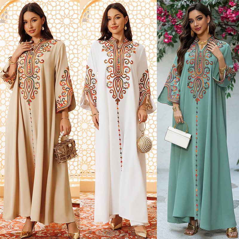 Ramadan Muslim Women's Embroidered Loose abaya Raya For Women Dubai Elegant Casual