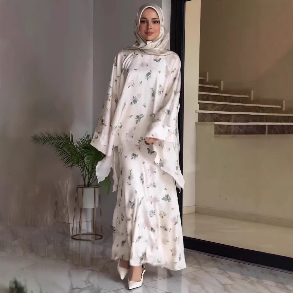 Khimar Set 2 Piece Muslims Women Clothing Shirt Suit Party Raya Ramadan Elegant Kaftan Kebaya Abaya Dubai Luxury