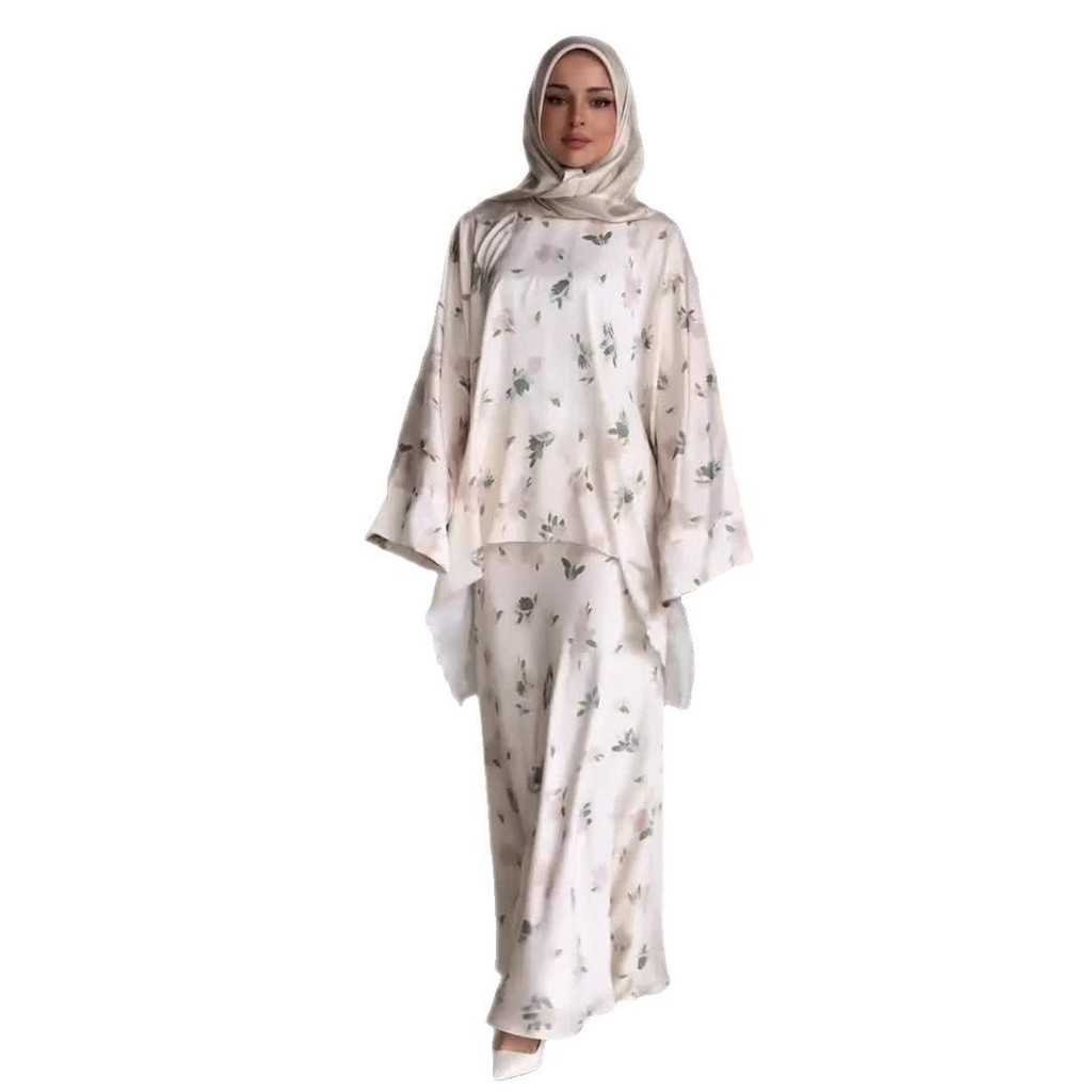 Khimar Set 2 Piece Muslims Women Clothing Shirt Suit Party Raya Ramadan Elegant Kaftan Kebaya Abaya Dubai Luxury