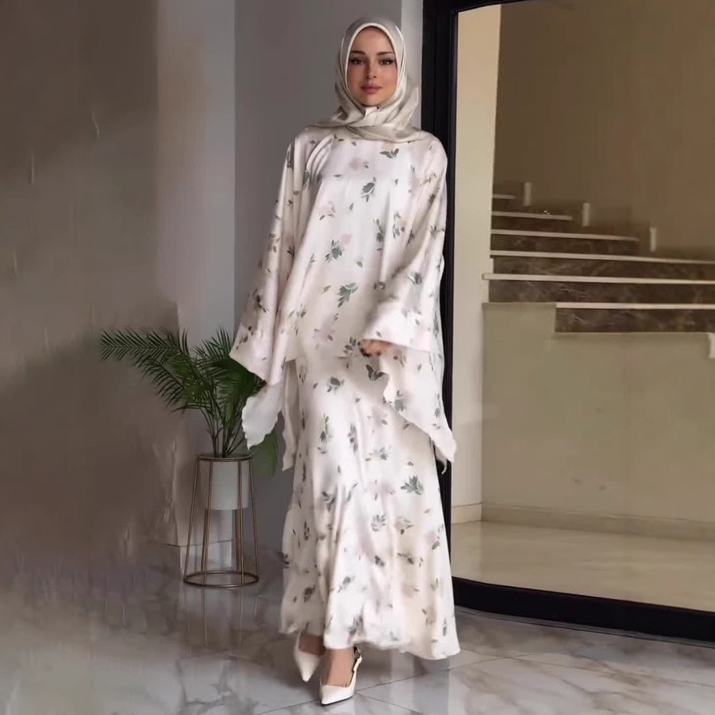 Khimar Set 2 Piece Muslims Women Clothing Shirt Suit Party Raya Ramadan Elegant Kaftan Kebaya Abaya Dubai Luxury