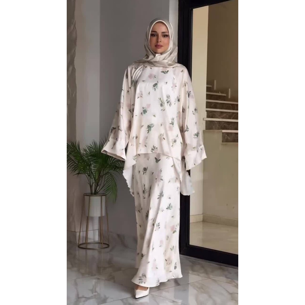 Khimar Set 2 Piece Muslims Women Clothing Shirt Suit Party Raya Ramadan Elegant Kaftan Kebaya Abaya Dubai Luxury
