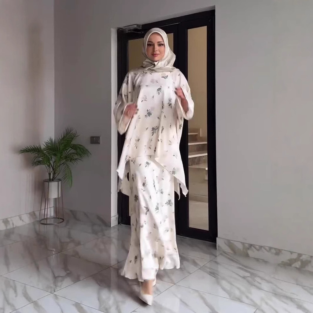 Khimar Set 2 Piece Muslims Women Clothing Shirt Suit Party Raya Ramadan Elegant Kaftan Kebaya Abaya Dubai Luxury