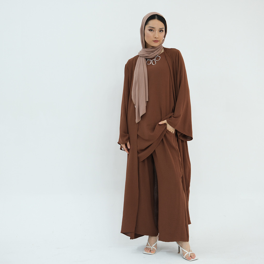 3Pieces Ramadan Suits Abaya Dubai Dress + Pants Muslim Sets Dress Abaya Dubai Muslim Islam Abayas woman - detail 9