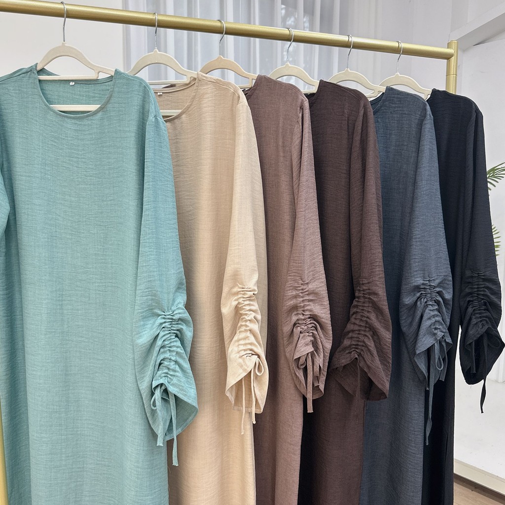 Ramadan Dubai Fashion abaya cuff lacing maxi dress and islam arab jubah woman wear Sleeve Tie - detail 2