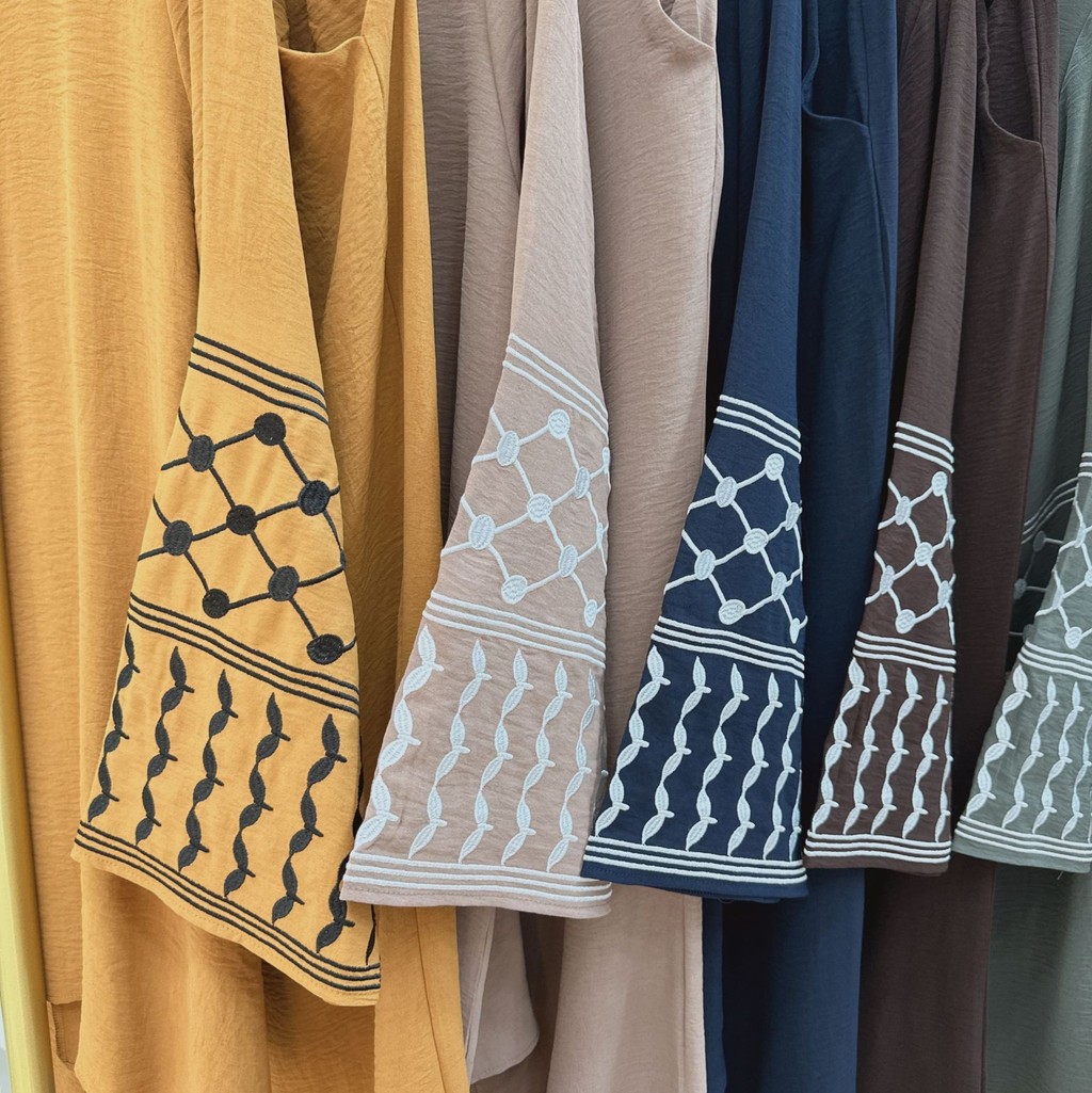 2Pieces Ramadan Djellaba Suits Abaya Dubai Embroidery Shirt + Pants Muslim Sets Abaya Dubai Muslim Islam Abayas - detail 2