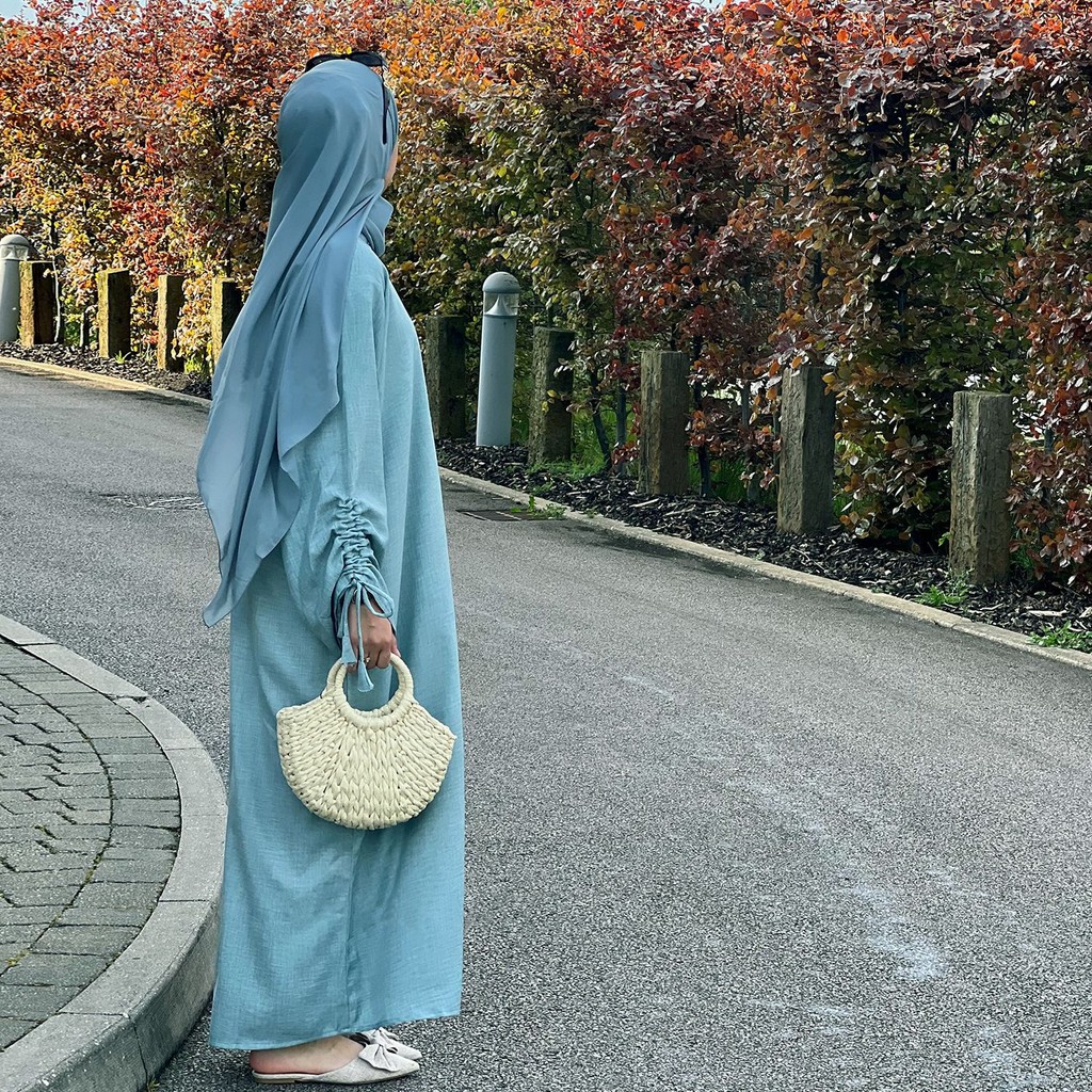 Ramadan Dubai Fashion abaya cuff lacing maxi dress and islam arab jubah woman wear Sleeve Tie - detail 3