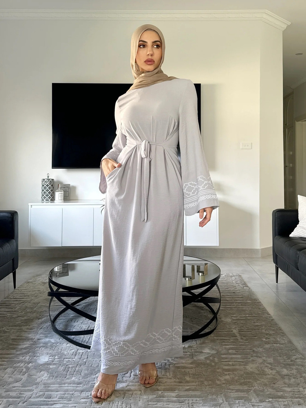 Raya Baju Muslim Dress for Women Party Dresses Jubah Dubai Long Robe Arab Ramadan Kaftan Islam Abaya - detail 5