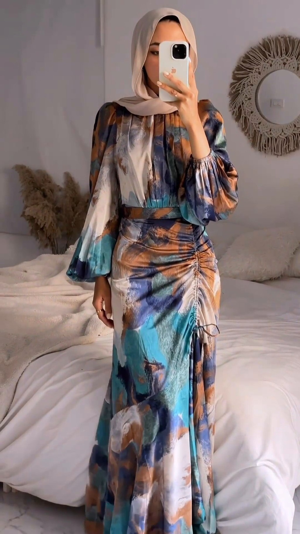 [PREMIUM QUALITY] Abaya Dubai Muslim Fashion Long Sleeve Maxi Dress Floral Print - detail 3