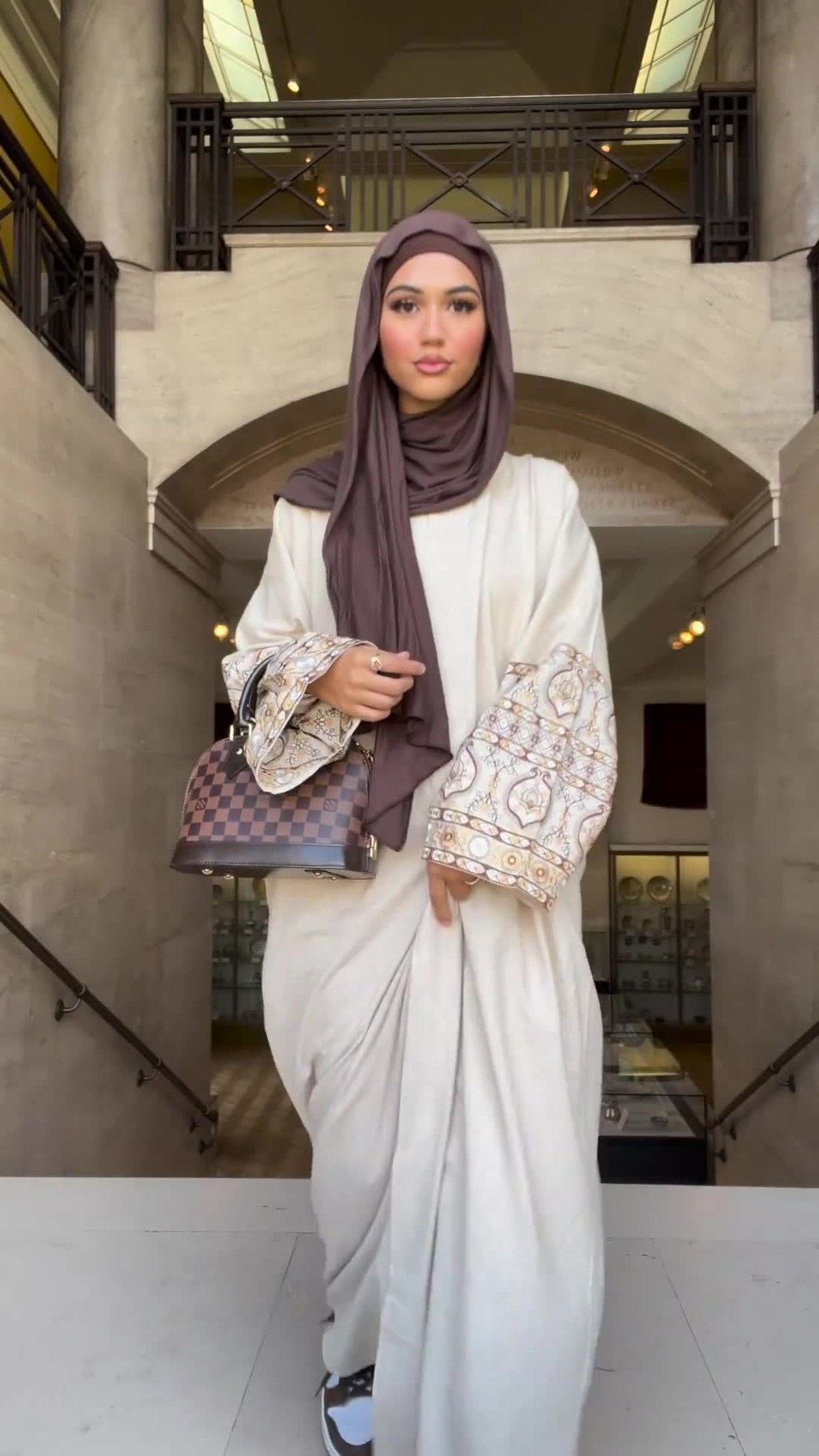 Ramadan Abaya - Printed Middle Eastern Jubah, Puff Sleeve Retro Skirt for Muslim Women - detail 2