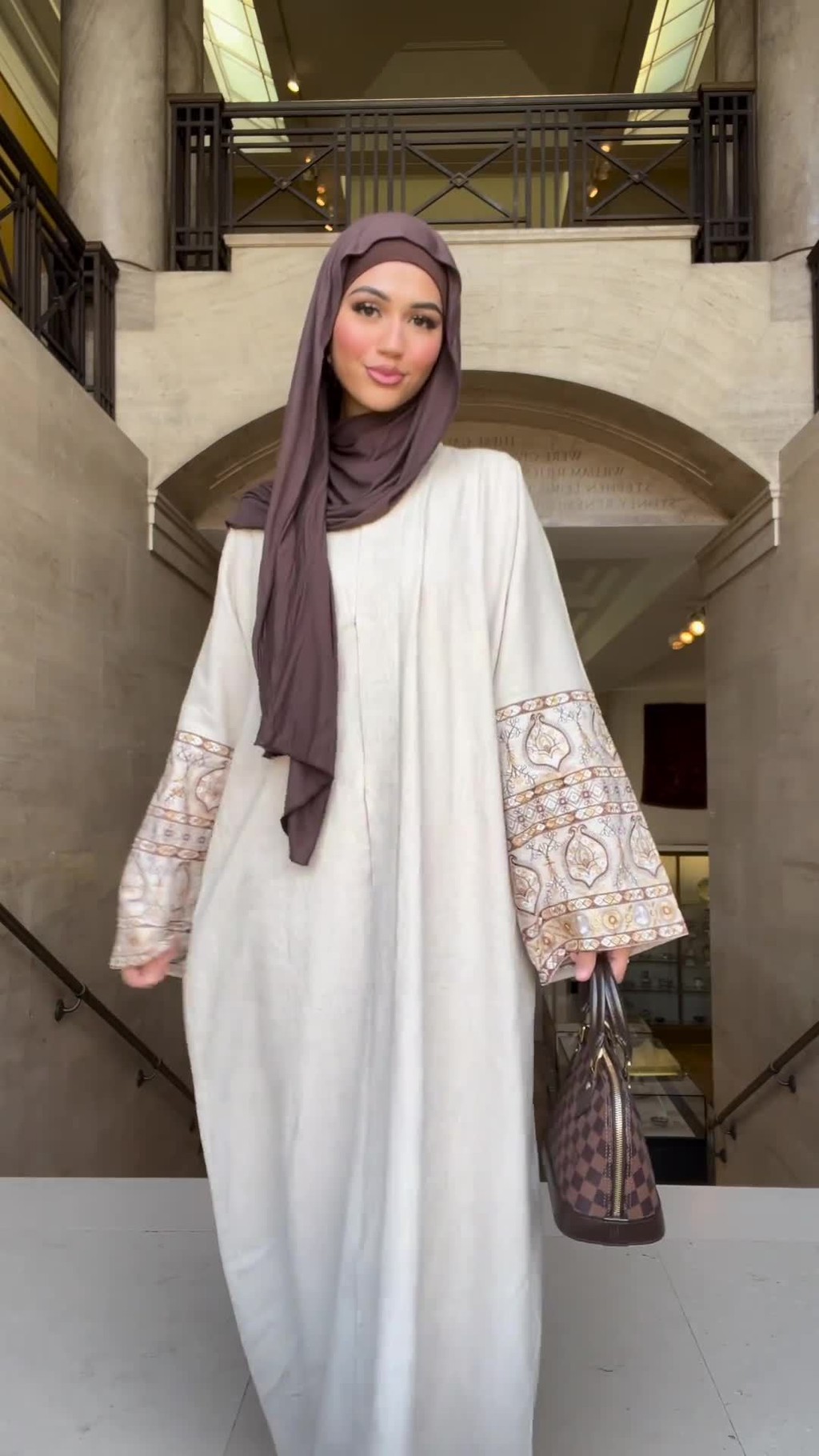 Ramadan Abaya - Printed Middle Eastern Jubah, Puff Sleeve Retro Skirt for Muslim Women - detail 5