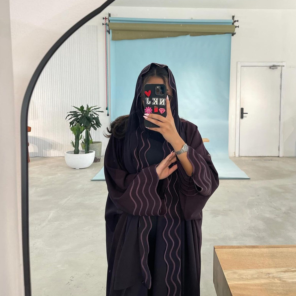 Ramadan Women Gray Black Dubai Khimar Abaya Islam Muslim Kimono Hijab Dress Set Kebaya Kaftan Djellaba Robe - detail 11