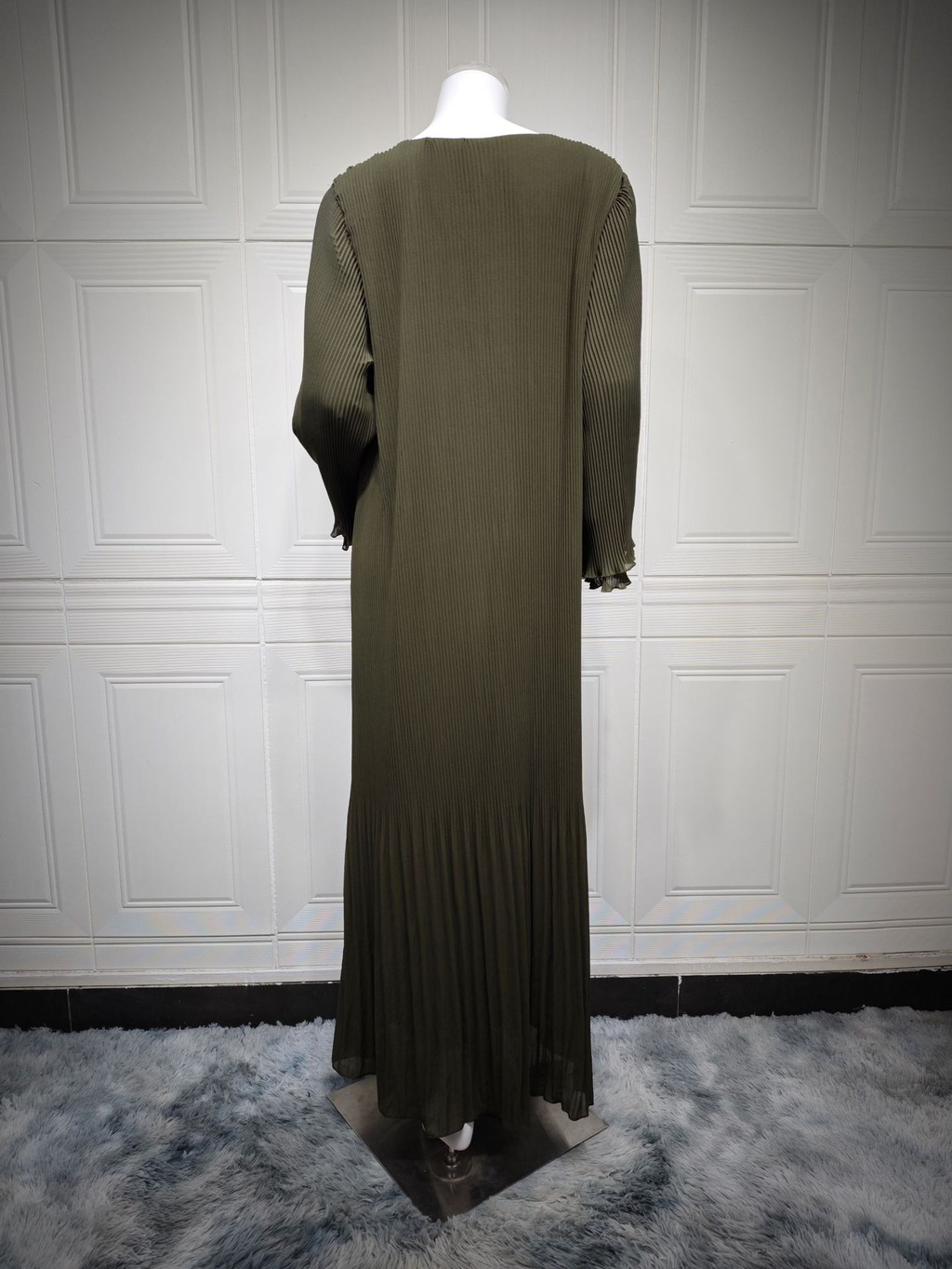Ramadan Women Muslim Modest Closed Pleated Dresses Long Sleeve Abaya Kaftan Basic Islamic Raya Clothes Dress - detail 1
