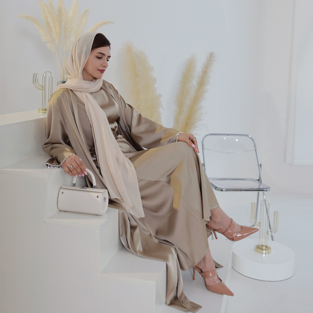 Ramadan 2 Piece Abaya Set Turkey Islam Arab Hijab Dress Muslim Sets Khimar For Women Robe Kaftan - detail 1