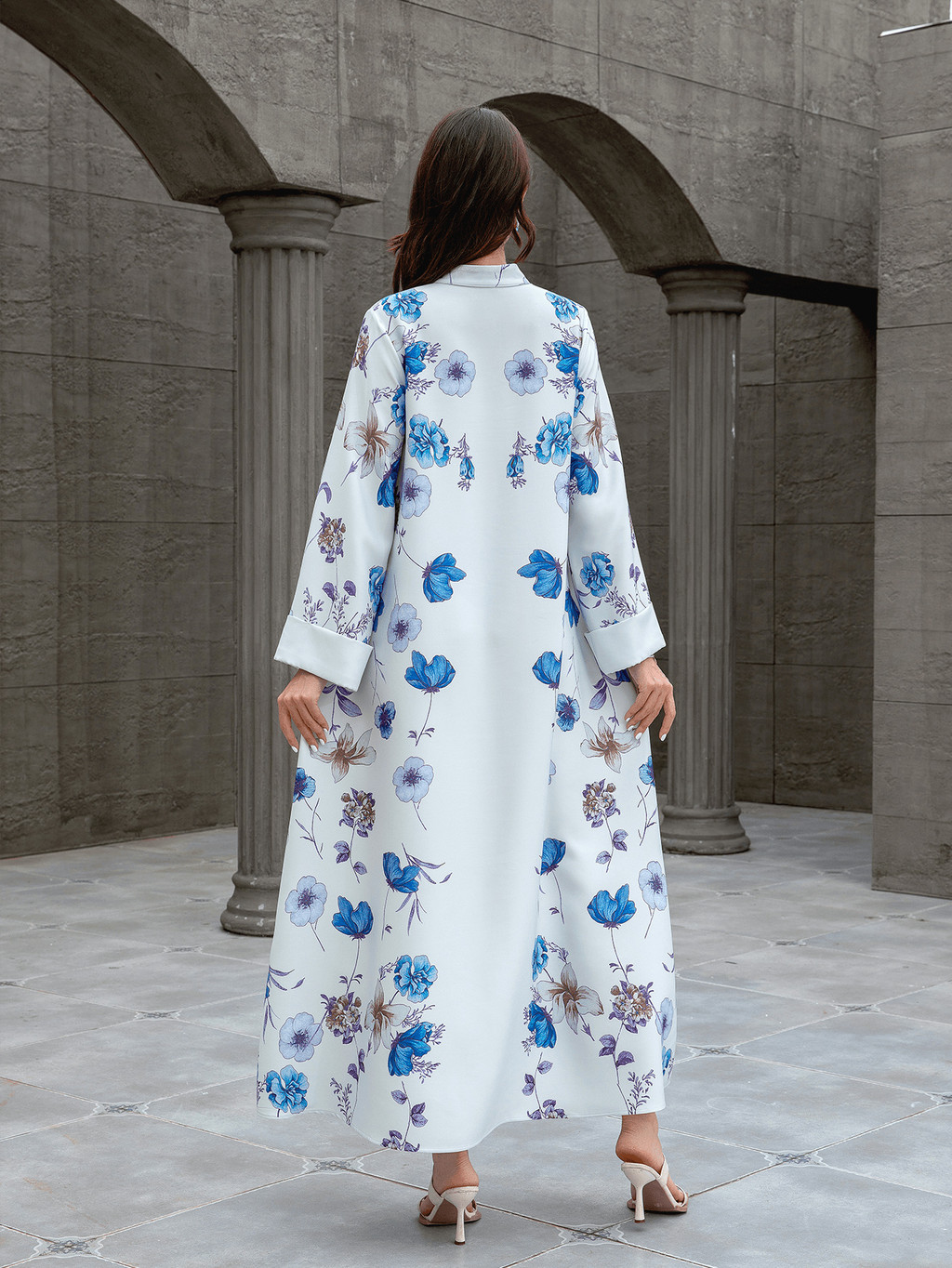 Raya Muslim Abaya for Women Party Dresses Kaftan Flower Arab Long Robe Ramadan Dubai Abayas - detail 2