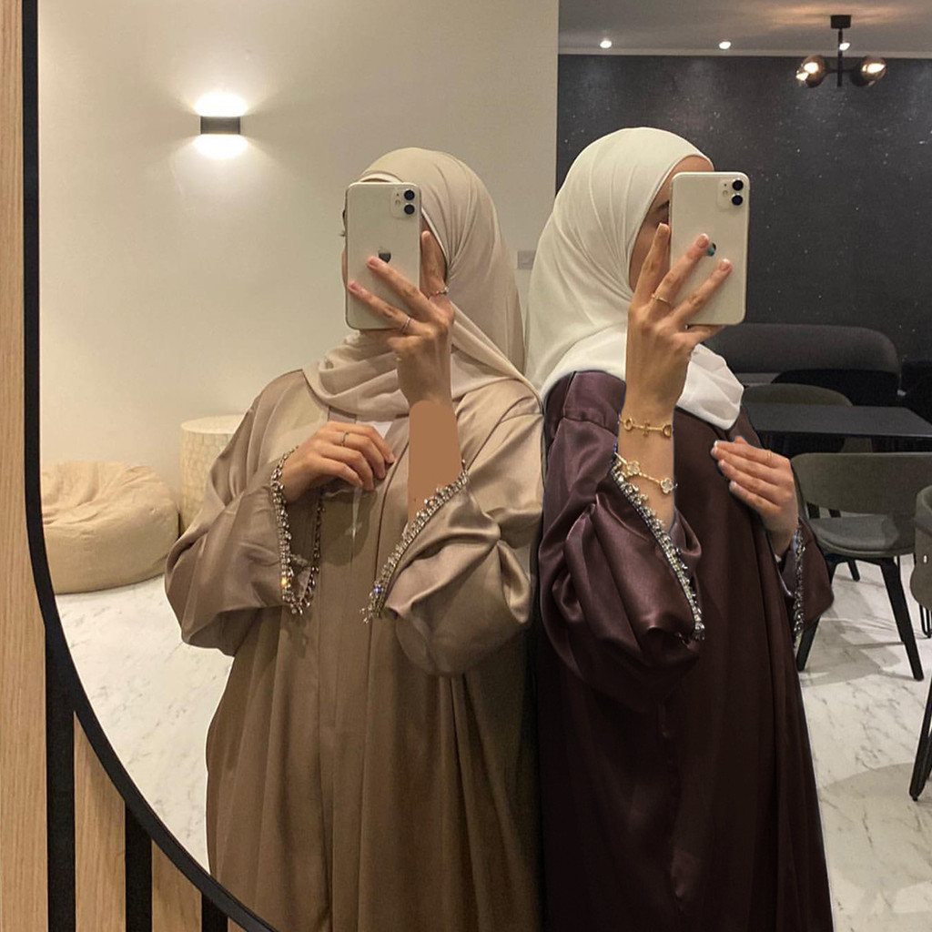 2 Piece Abaya Set Latest diamond Muslim Robe abaya female full length Tassel Muslim abaya Worship Service abayas Sets - detail 5
