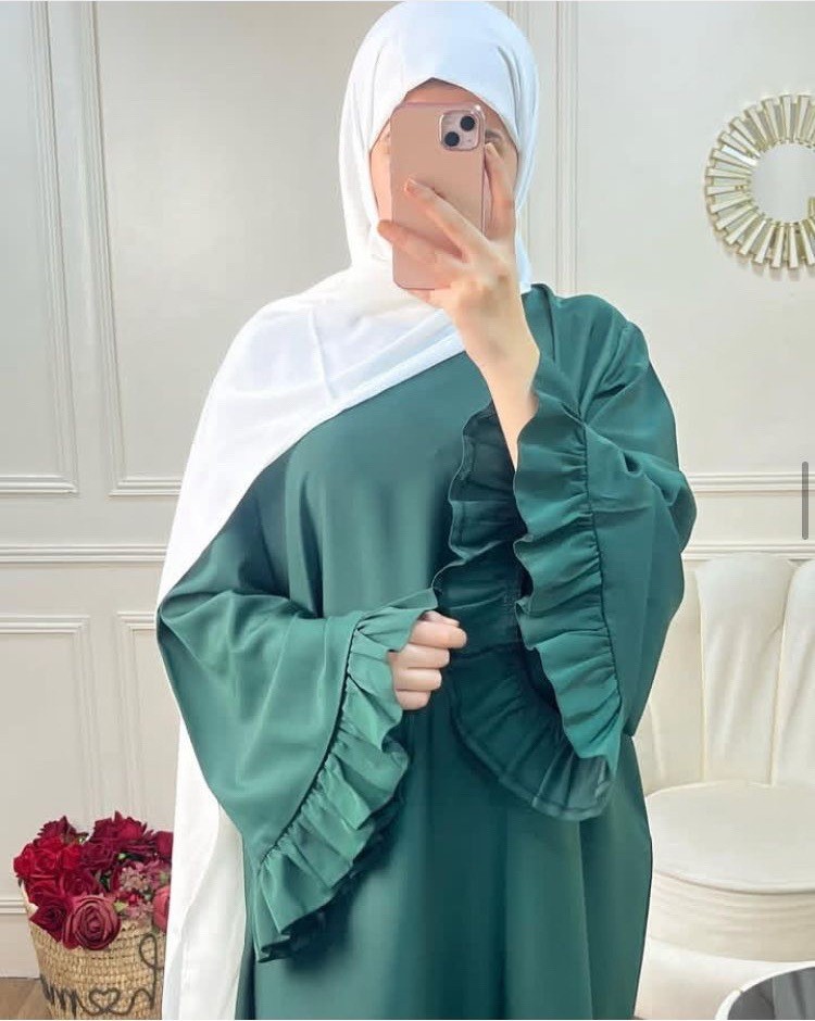 Women Muslim Modest Closed Pleated Dresses Long Sleeve Abaya Kaftan Basic Islamic Raya Clothes Dress - detail 7