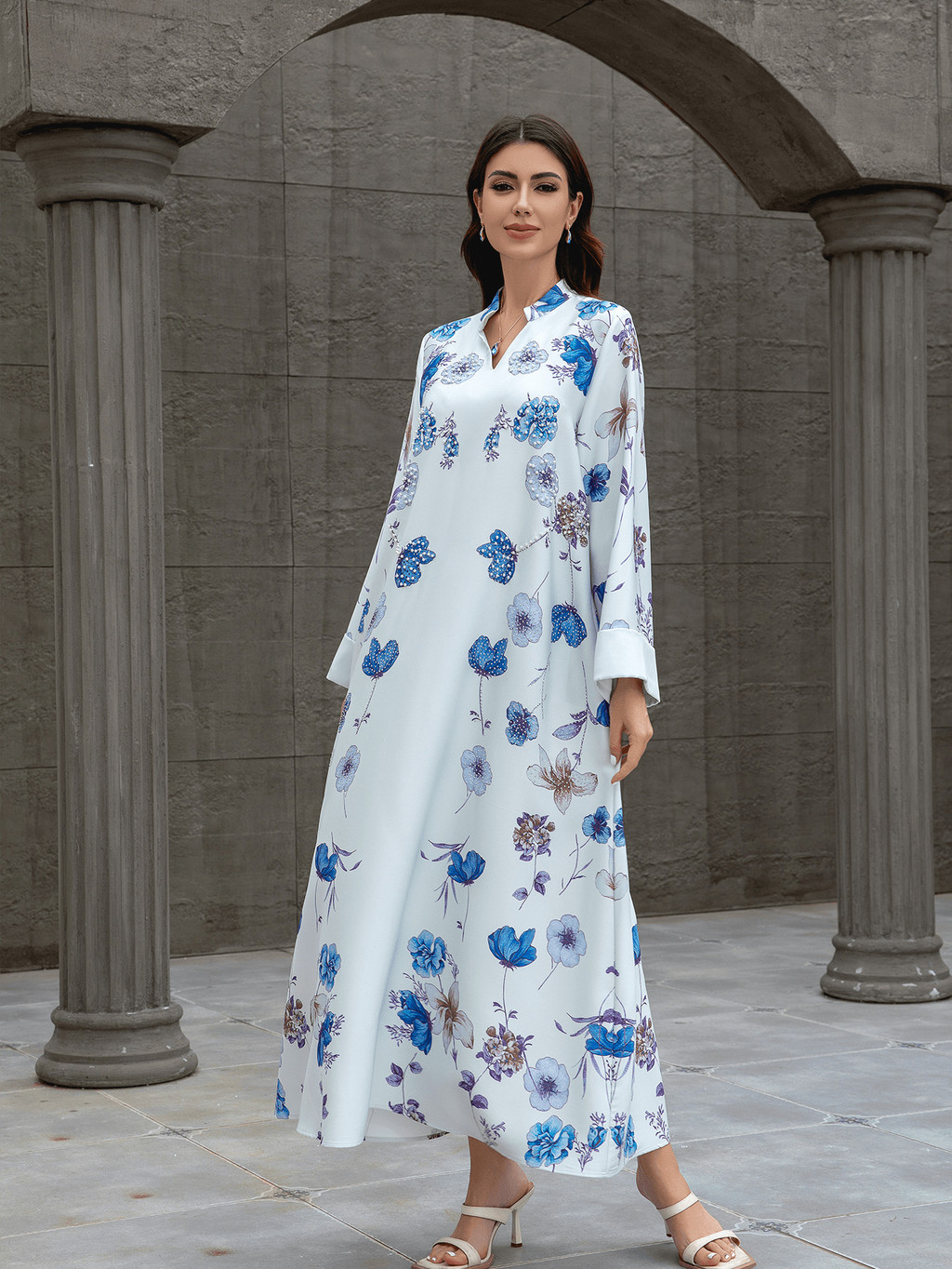 Raya Muslim Abaya for Women Party Dresses Kaftan Flower Arab Long Robe Ramadan Dubai Abayas - detail 7
