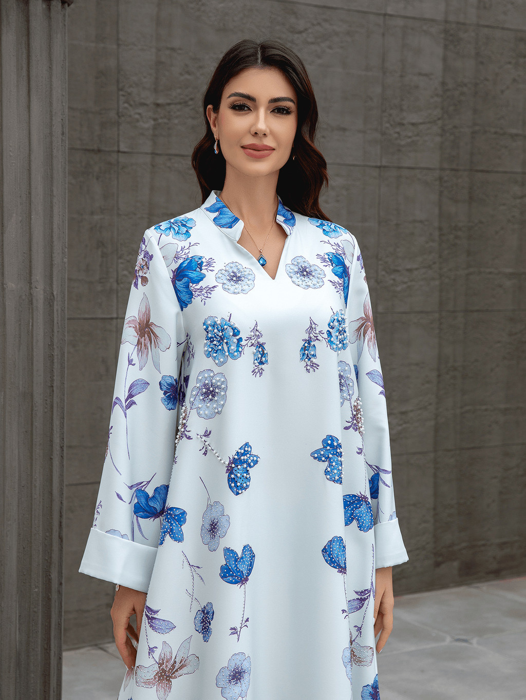 Raya Muslim Abaya for Women Party Dresses Kaftan Flower Arab Long Robe Ramadan Dubai Abayas - detail 8