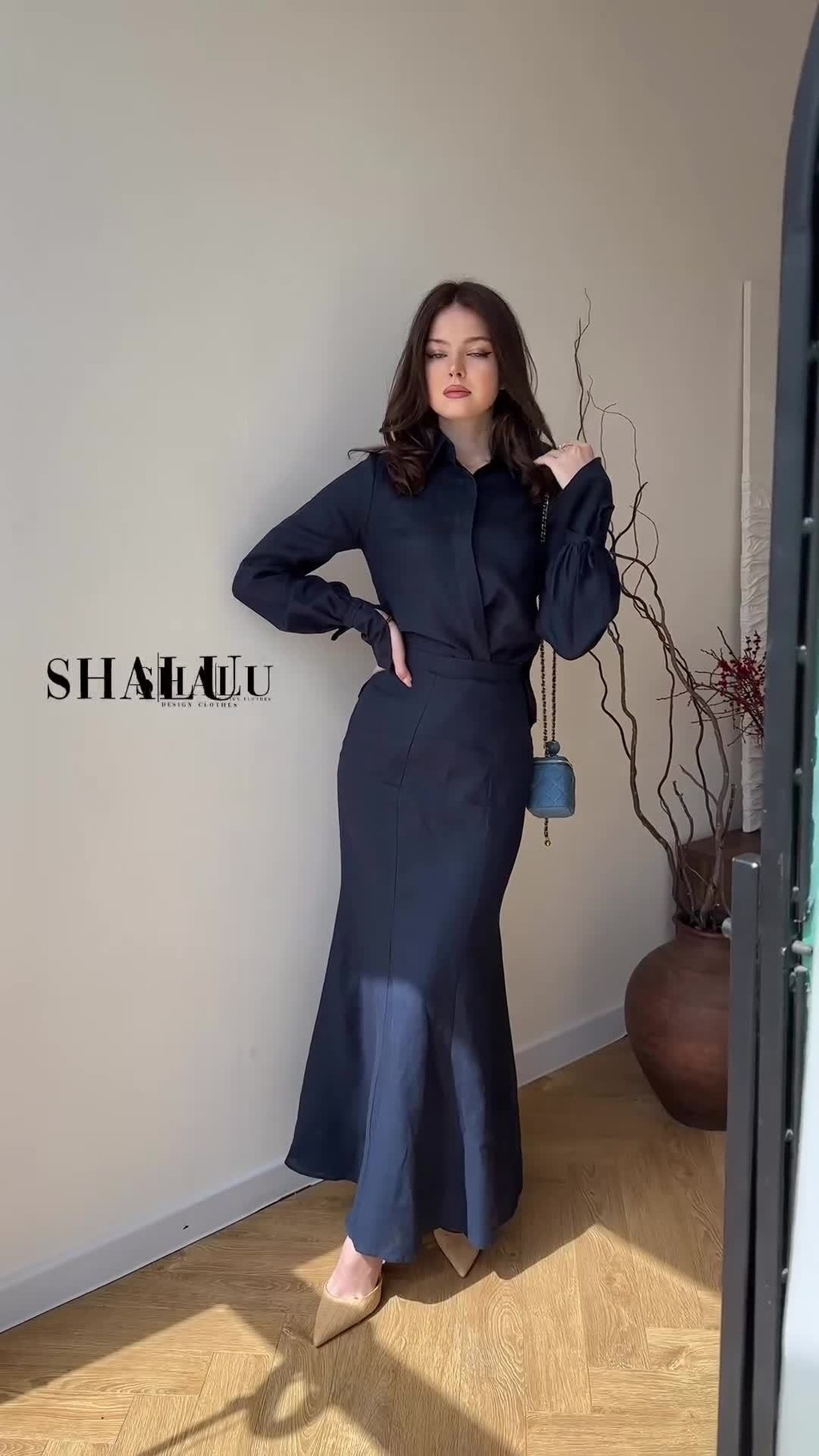 Muslim Women 2 Piece Set Buttons Shirt with Skirt Modest Ramadan Dubai Kaftan Islam Shirt Suits - detail 2