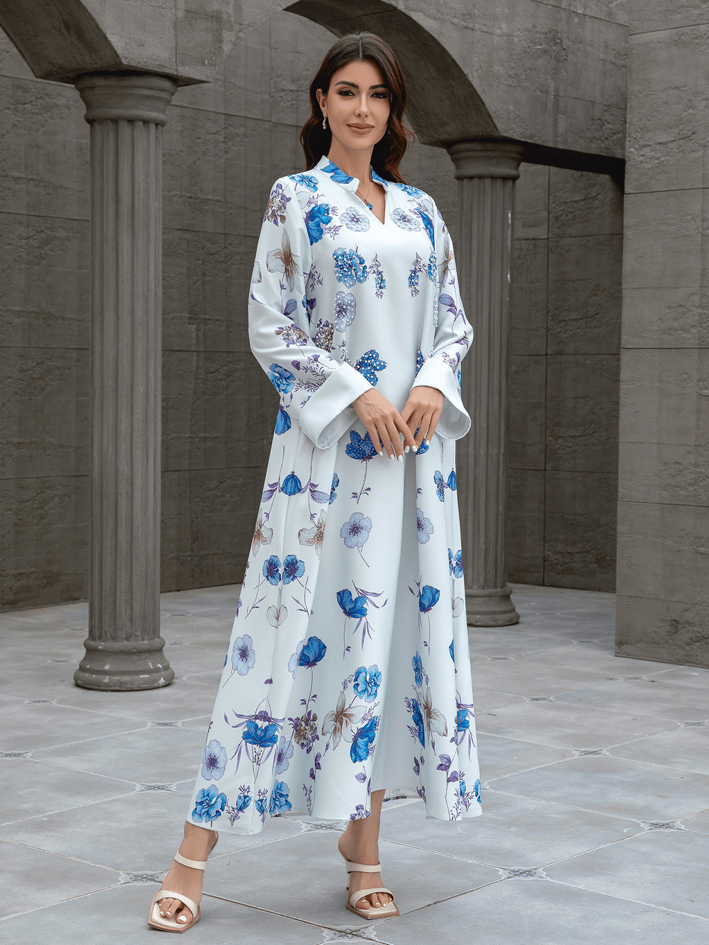 Raya Muslim Abaya for Women Party Dresses Kaftan Flower Arab Long Robe Ramadan Dubai Abayas - detail 6