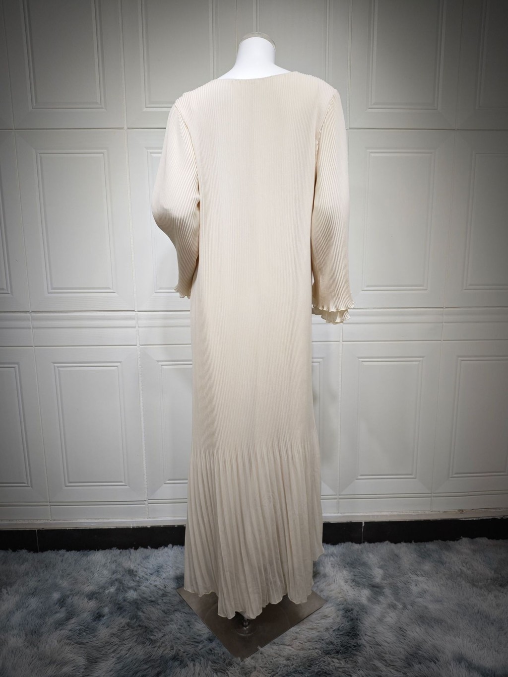 Ramadan Women Muslim Modest Closed Pleated Dresses Long Sleeve Abaya Kaftan Basic Islamic Raya Clothes Dress - detail 12