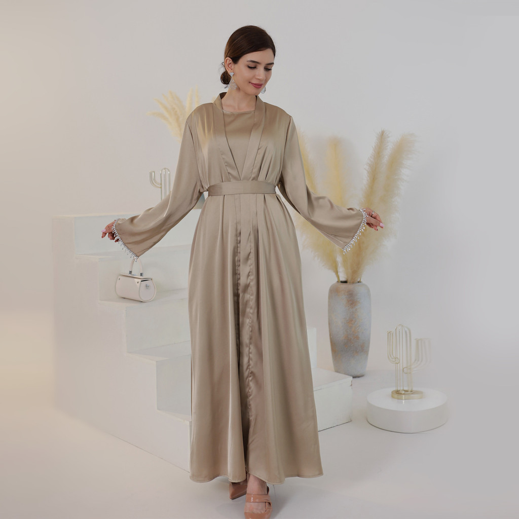 Ramadan 2 Piece Abaya Set Turkey Islam Arab Hijab Dress Muslim Sets Khimar For Women Robe Kaftan - detail 2