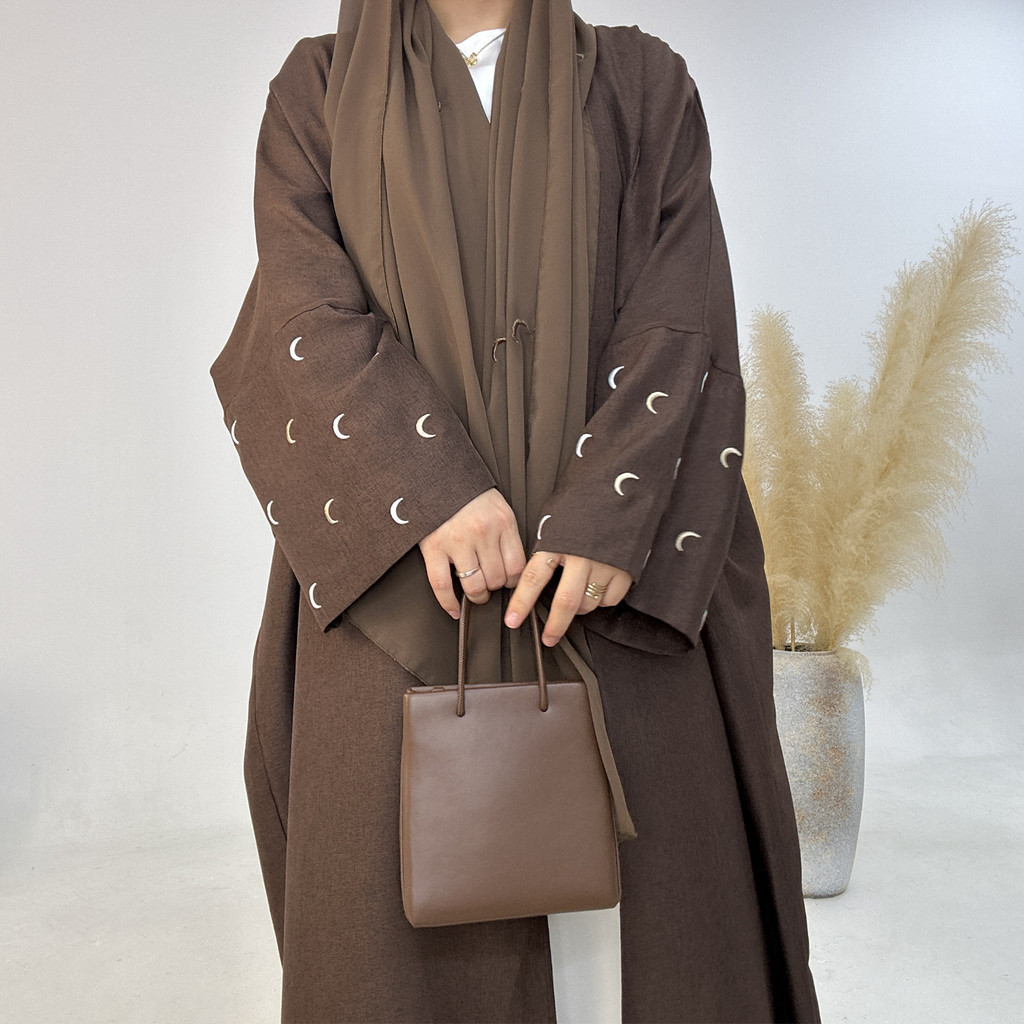 Moon Embroidery Open Abaya New Luxury Kimono Coat and Hijab Muslim Sets for Women Islam Retro Modest Clothing for Party - detail 7
