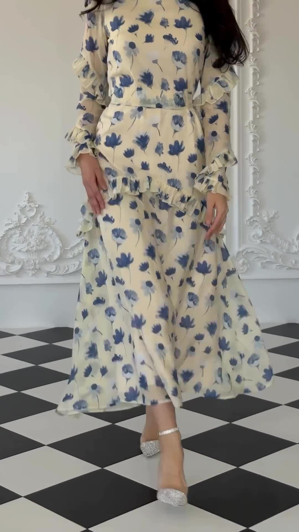 RAYA Muslim Abaya for Women Sweet Party Dresses Ramadan Arab Islam Long Robe Kaftan Dubai Flower Print - detail 2