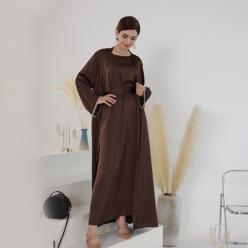 Ramadan 2 Piece Abaya Set Turkey Islam Arab Hijab Dress Muslim Sets Khimar For Women Robe Kaftan - detail 7