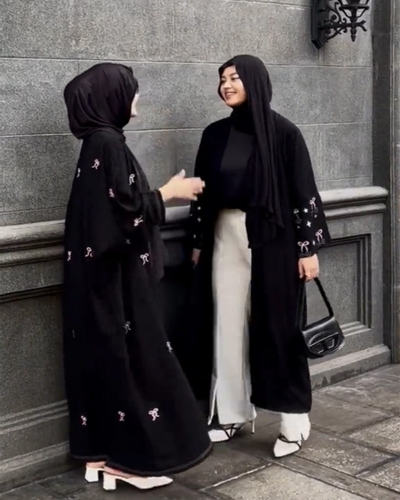 Muslim Abaya Dress for Women Embroidery Cardigan Raya Ramadan Robe Dubai Abayas Kaftan Islam Arab - detail 12