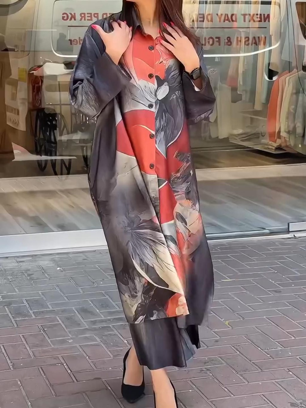 Muslim Women Fashion New 2 Piece Set Spring Single  Laple Shirt & Pants Outfits Autumn Long Sleeve Loose Women Suit - detail 1