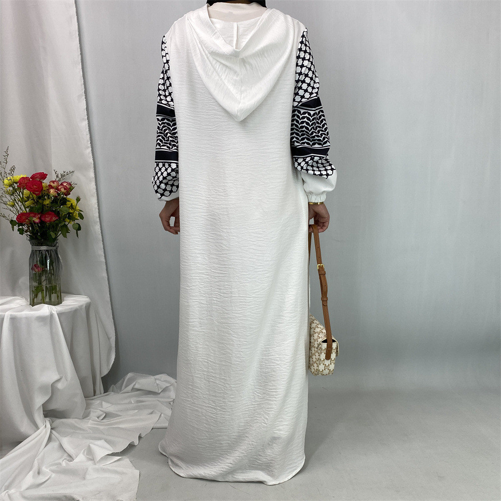 Fashion Ramadan Abayas For Women Hooded Muslim Hijab Dress Malay Kaftan Islamic Dresses Casual Modest Robe Jubah - detail 4