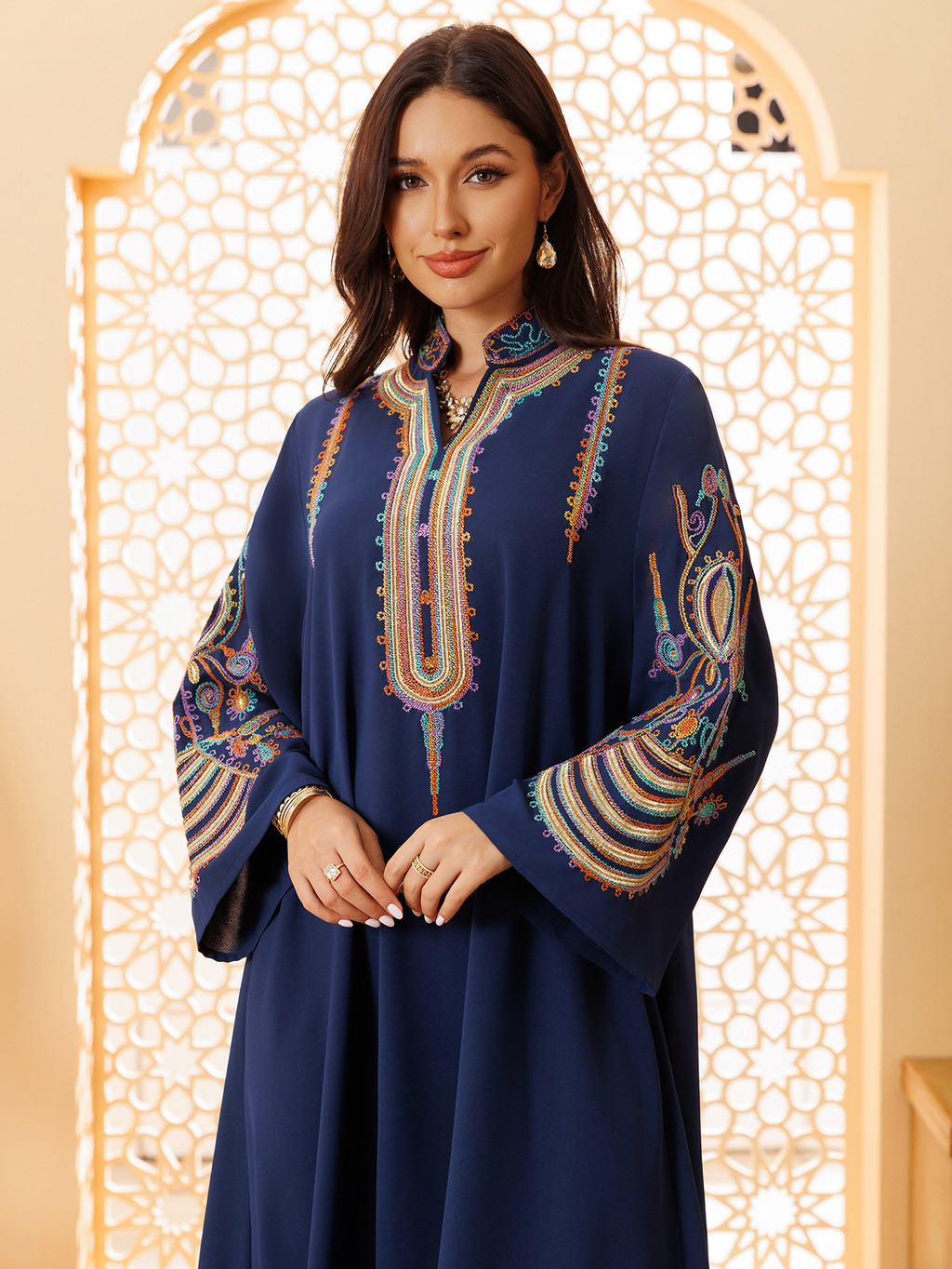 Abaya Women Party Dress Embroidery Muslim Modest Raya Dresses Long Robe Ramadan Dubai Kaftan Abayas - detail 6