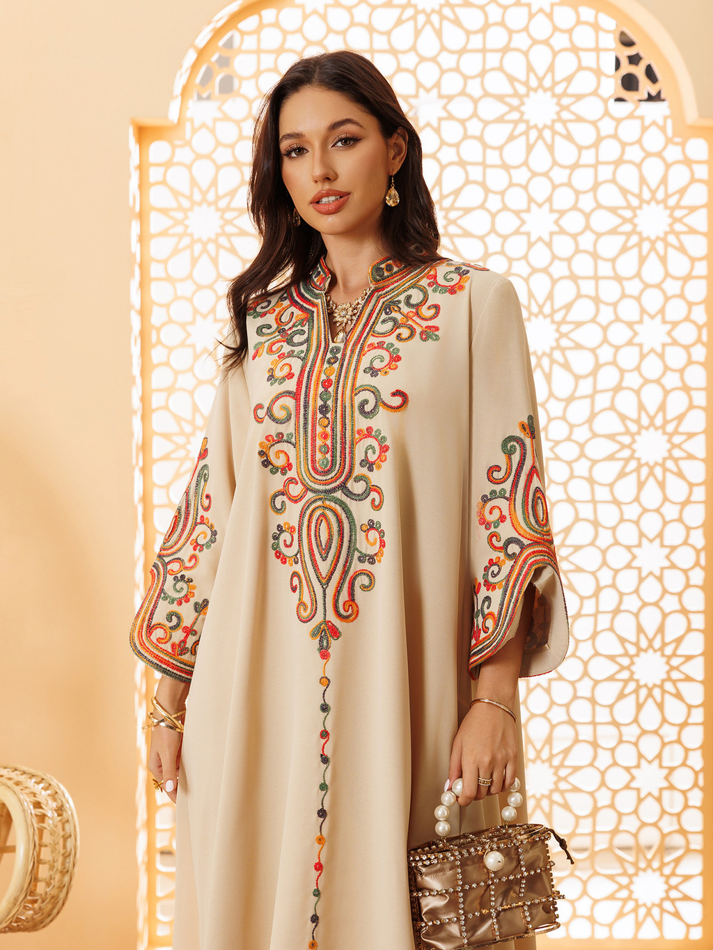 Ramadan Muslim Women's Embroidered Loose abaya Raya For Women Dubai Elegant Casual - detail 3