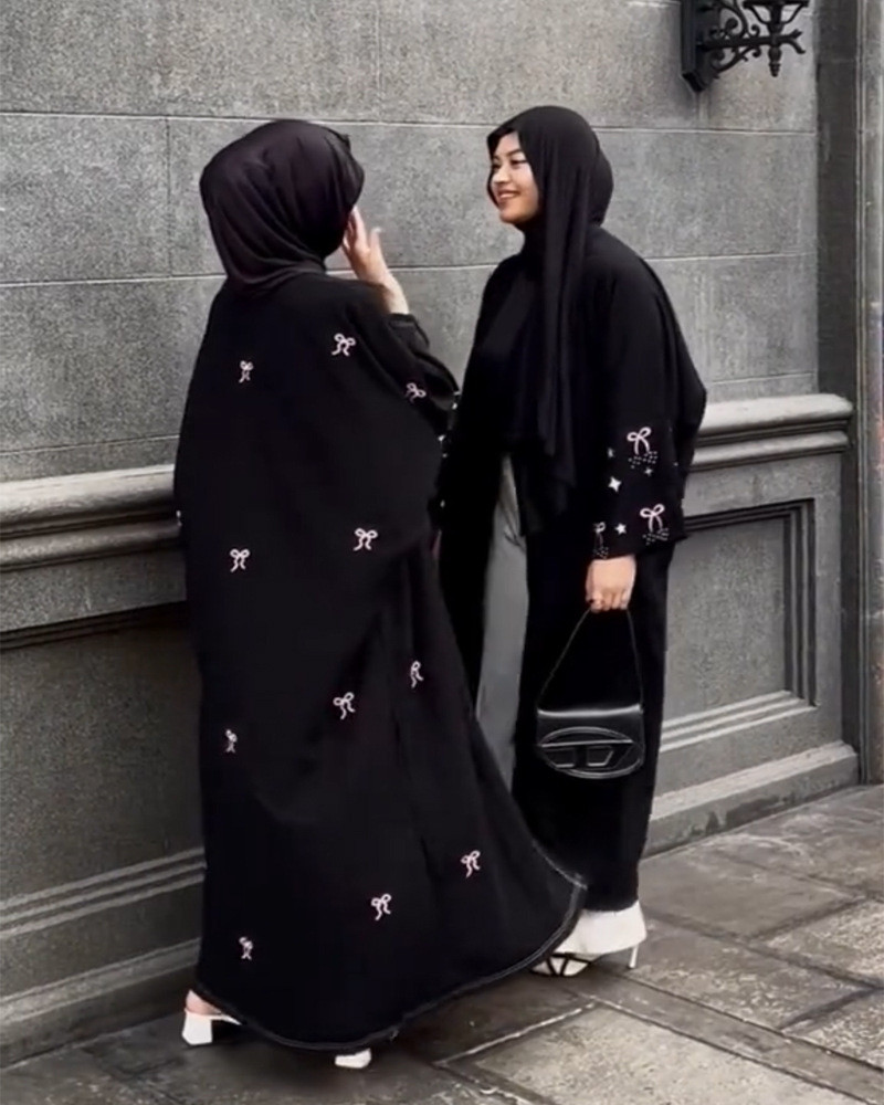 Muslim Abaya Dress for Women Embroidery Cardigan Raya Ramadan Robe Dubai Abayas Kaftan Islam Arab - detail 3