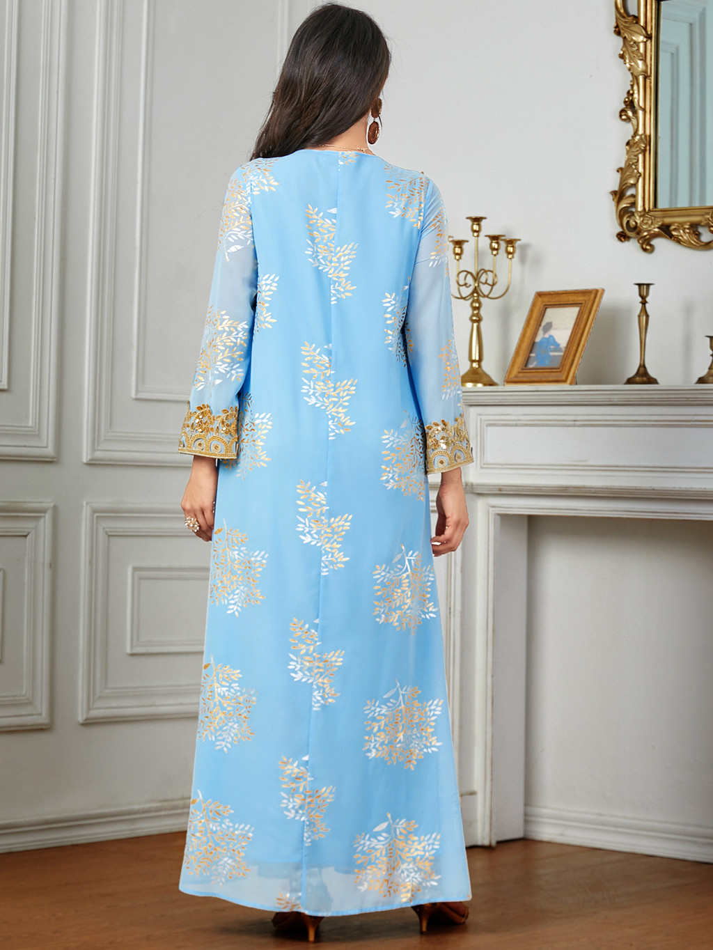 Summer Middle East Arab New Floral Gold Plated Women Dresses Party Dresses Malayu Kaftan with Customized Belt - detail 9